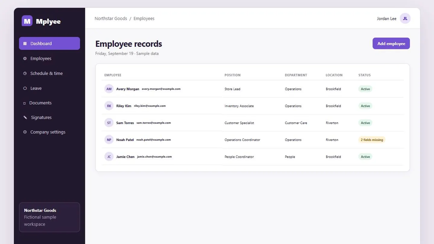 Employee directory for a fictional growing startup